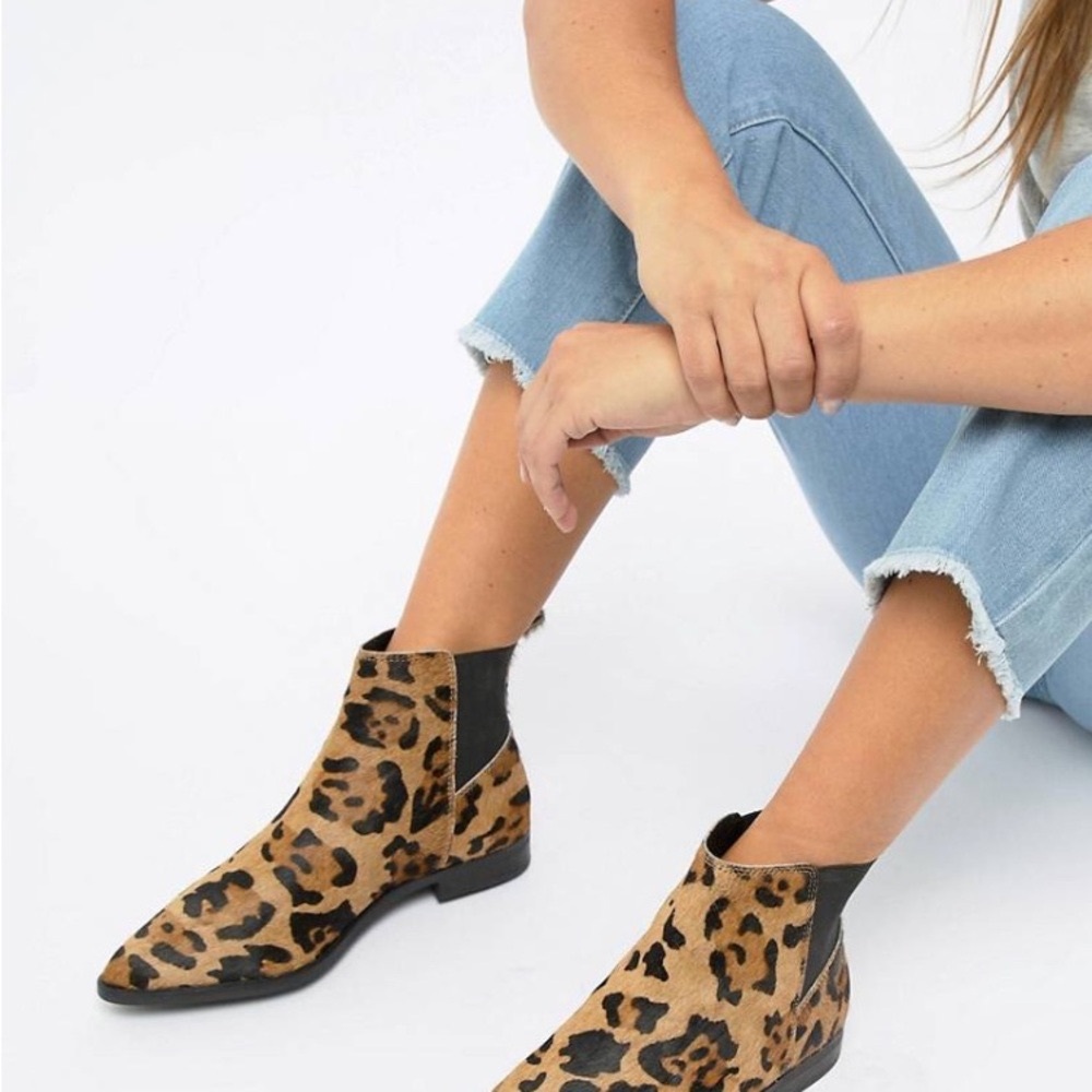 ASOS Leopard Print Horsehair Chelsea Ankle Boots